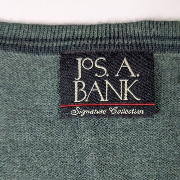 Jos. A. Bank 100% Merino Wool Sweater Vest Mens XL Green Preppy Academia - Picture 3 of 5
